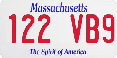 MA license plate 122VB9