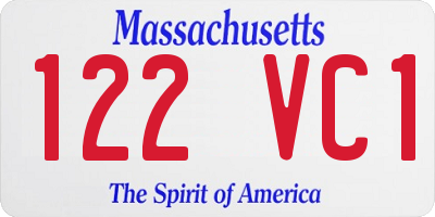 MA license plate 122VC1