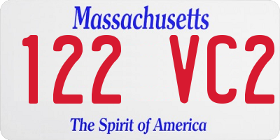 MA license plate 122VC2