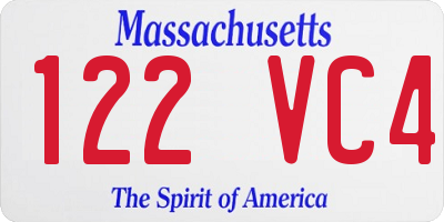 MA license plate 122VC4