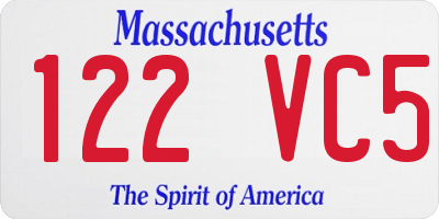 MA license plate 122VC5