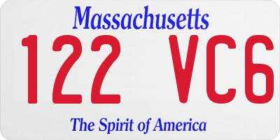 MA license plate 122VC6