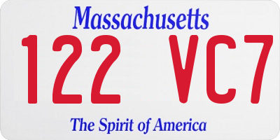 MA license plate 122VC7