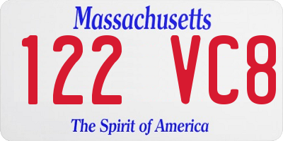 MA license plate 122VC8
