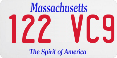 MA license plate 122VC9