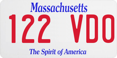MA license plate 122VD0