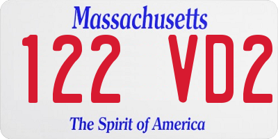 MA license plate 122VD2