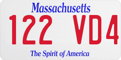MA license plate 122VD4