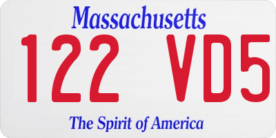 MA license plate 122VD5