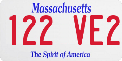 MA license plate 122VE2
