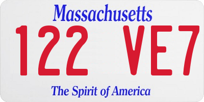 MA license plate 122VE7