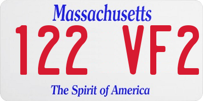 MA license plate 122VF2