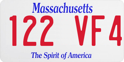 MA license plate 122VF4