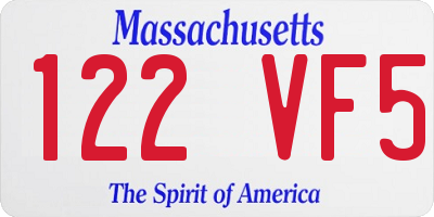 MA license plate 122VF5