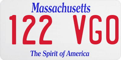 MA license plate 122VG0