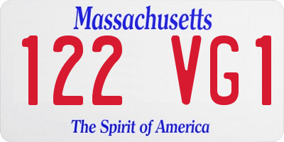 MA license plate 122VG1