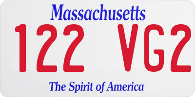 MA license plate 122VG2
