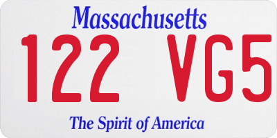 MA license plate 122VG5