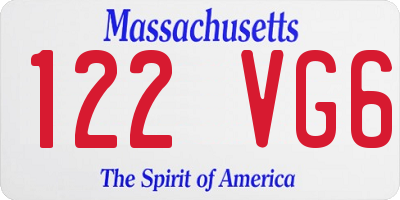 MA license plate 122VG6