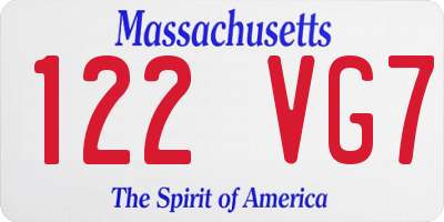 MA license plate 122VG7