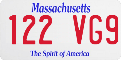 MA license plate 122VG9