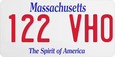 MA license plate 122VH0