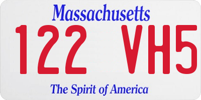 MA license plate 122VH5