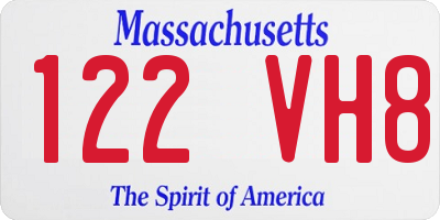 MA license plate 122VH8