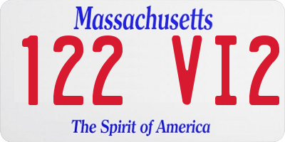 MA license plate 122VI2