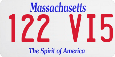 MA license plate 122VI5