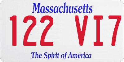 MA license plate 122VI7