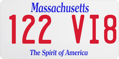 MA license plate 122VI8