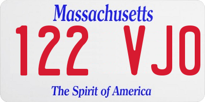 MA license plate 122VJ0