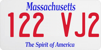 MA license plate 122VJ2