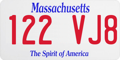 MA license plate 122VJ8