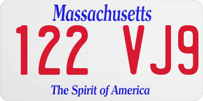 MA license plate 122VJ9