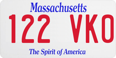 MA license plate 122VK0