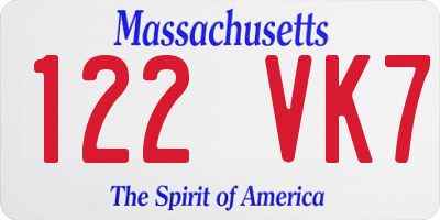 MA license plate 122VK7