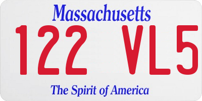 MA license plate 122VL5