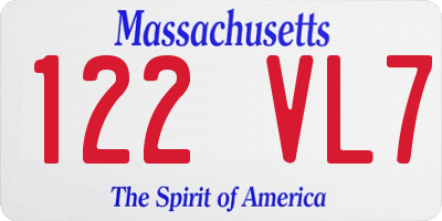 MA license plate 122VL7