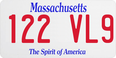 MA license plate 122VL9