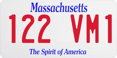 MA license plate 122VM1