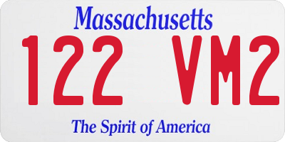 MA license plate 122VM2