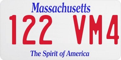 MA license plate 122VM4