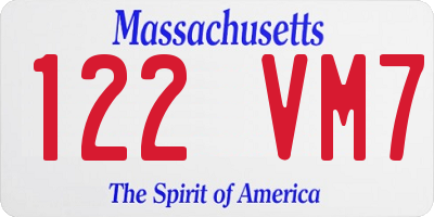 MA license plate 122VM7