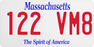 MA license plate 122VM8