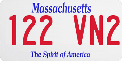MA license plate 122VN2