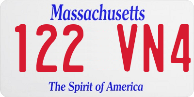 MA license plate 122VN4