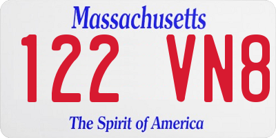 MA license plate 122VN8