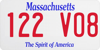 MA license plate 122VO8